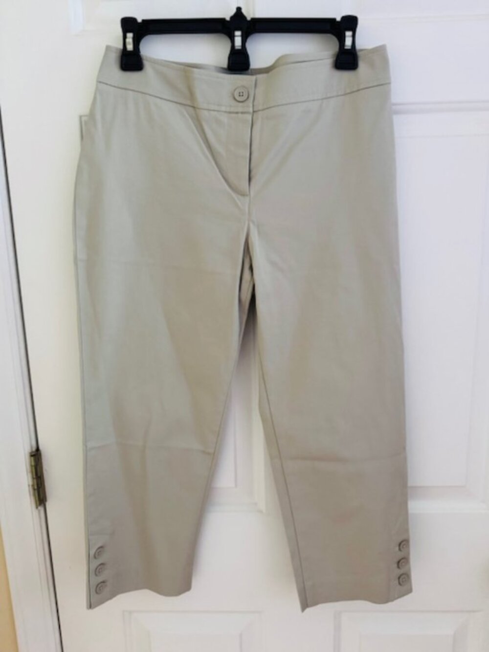 NWT Talbots Khaki Ankle Pants Women’s 6P Petite Tan Cotton Blend Button Hem